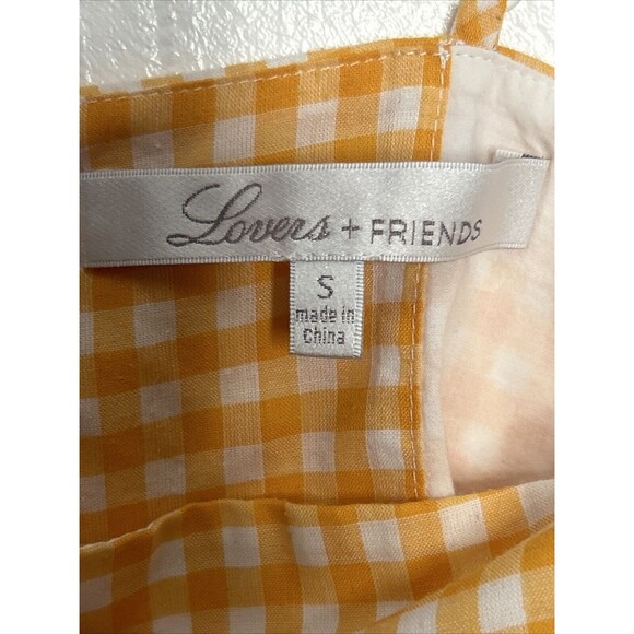 Lovers + Friends Women Small Bowie Yellow White Gingham Check Back Tie Crop Top - Picture 3 of 4